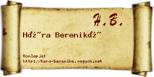 Héra Bereniké névjegykártya